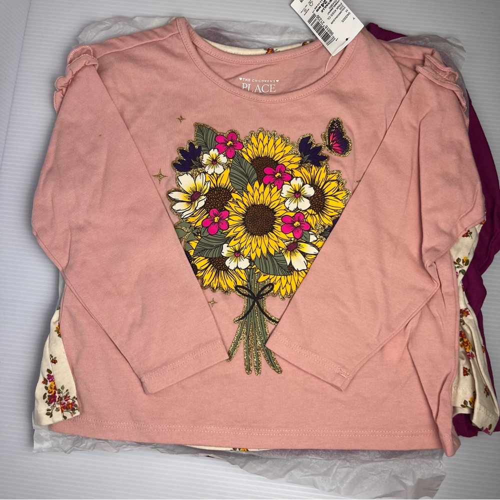 The Children's Place Pink Floral Baby Girls 3 pc Top Set size 18 - 24 months